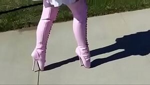 Best Mom Flashing in Pink Ballet Boots. See pt2 at goddessheelsonline.co.uk