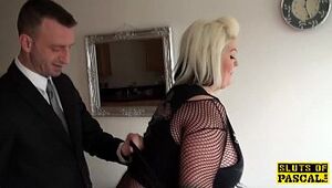 Fat brit subs in fishnets during roughfucking
