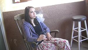 Emily Grey hot teen girl smoking a cigarette