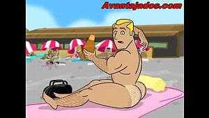 Desenho anime gay na praia com novinhos