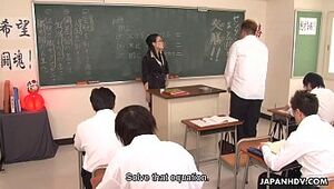 Naughty teacher sucking off her stupid student's hard cock